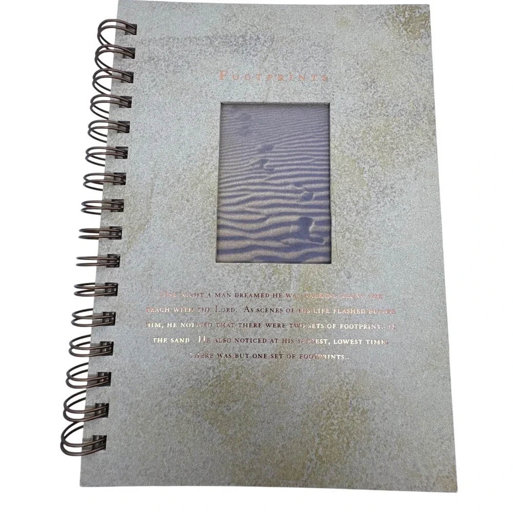 Footprints in the Sand Spiral Journal Lined Notebook Confirmation Graduation